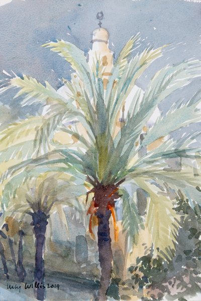 Old City Palms I, Jerusalem, 2019 (w/c på papir) av Lucy Willis