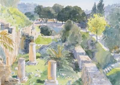 Roman Columns, Old Jerusalem, 2019 (w/c på papir) av Lucy Willis