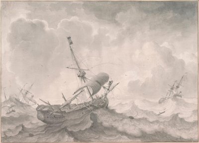 L.Backhuysen, skip på stormfull sjø av Ludolf Backhuysen