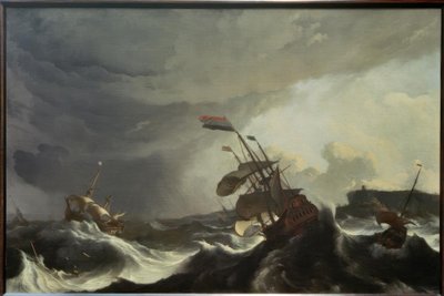 Skip i nød under en kraftig storm av Ludolf Backhuysen
