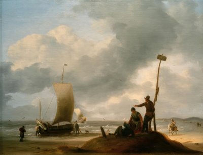Strand med fiskebåter av Ludolf Backhuysen