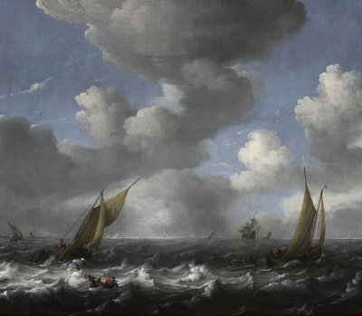 Havlandskap med fiskebåter av Ludolf Bakhuizen