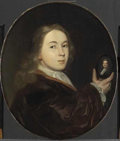 Johannes Bakhuysen (1683-1731). Med et miniatyrportrett av sin far Ludolf av Ludolf Bakhuysen