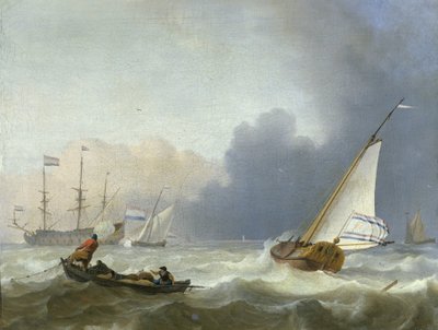 Røft hav med en nederlandsk yacht Røft hav med en nederlandsk yacht under seil av Ludolf Bakhuysen
