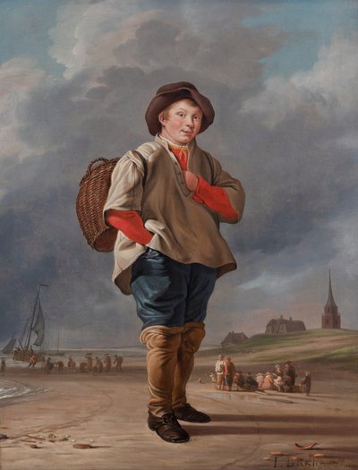 En fiskergutt på stranden av Ludolf I Backhuysen