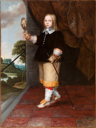 Portrett av en ung gutt som holder en tårnfalk av Ludolf de Jongh