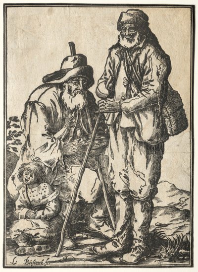 To tiggere og spedalsk barn. av Ludolph Büsinck