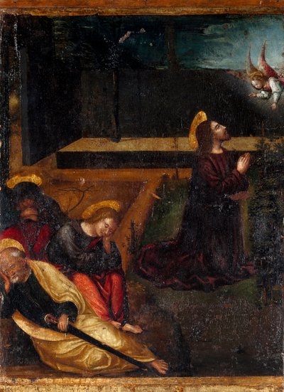 Bønn i oliventrærnes hage Serie av rosenkransens 15 mysterier. Tremaleri av Ludovico Brea (Louis Brea) (1450-1523) 1512-1513 Taggia, Museo del Convento di San Domenico, Italia av Ludovico Brea