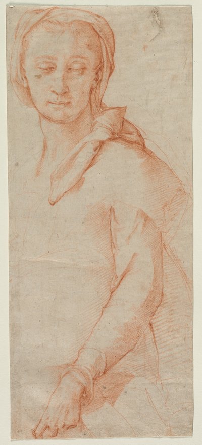 Halvlengde figurstudie av en kvinne, 1500-tallet. av Ludovico Cardi Cigoli