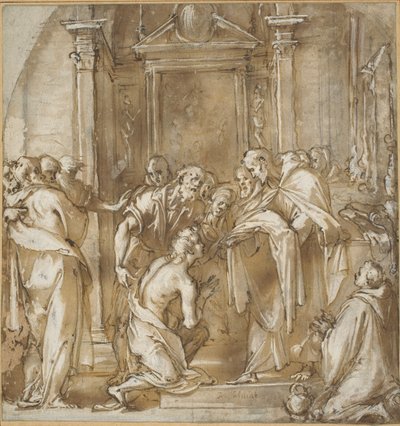Saint Vincent Ferrer tar klærne sine av Ludovico Cardi called Cigoli