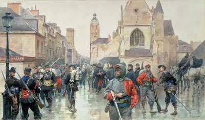 En samling av Garibaldini og franske tropper på Tours av Ludovico Marchetti