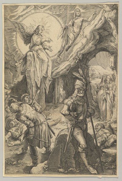 Oppstandelsen, fra The Passion of Christ, ca. 1623. av Ludovicus Siceram