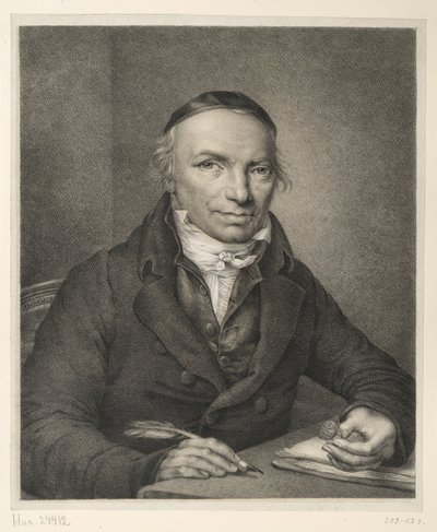 Johann Joachim Bellermann, brystportrett ved et bord med en signetring i hånden av Ludwig Buchhorn