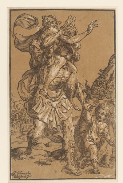 Aeneas bærer faren fra Troy av Ludwig Businck
