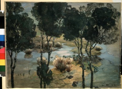 ""landskap"" Akvarell og gouache-maleri av Ludwig Dill (1848-1940) Pushkin-museet rundt 1900, Moskva av Ludwig Dill