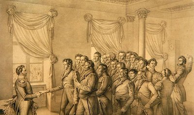 Kassel-deputasjon til kurfyrst Vilhelm II av Ludwig Emil Grimm