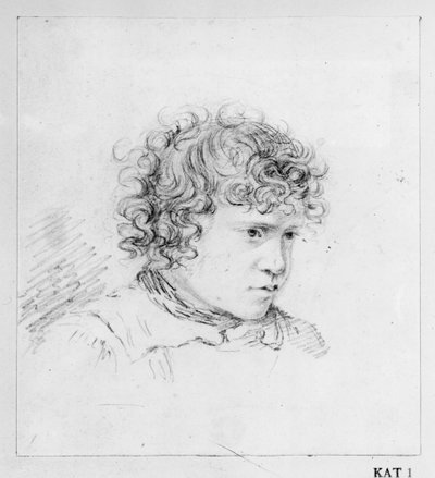 Portrett av en gutt vendt mot høyre av Ludwig Emil Grimm