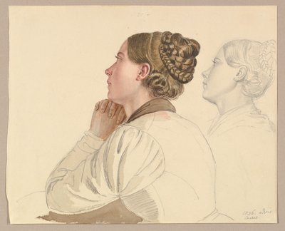 Studier av en bedende kvinne av Ludwig Emil Grimm