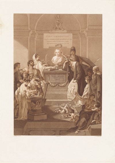 Allegorisk scene med minnestein for Jan Nieuwenhuyzen, død i 1806 av Ludwig Gottlieb Portman