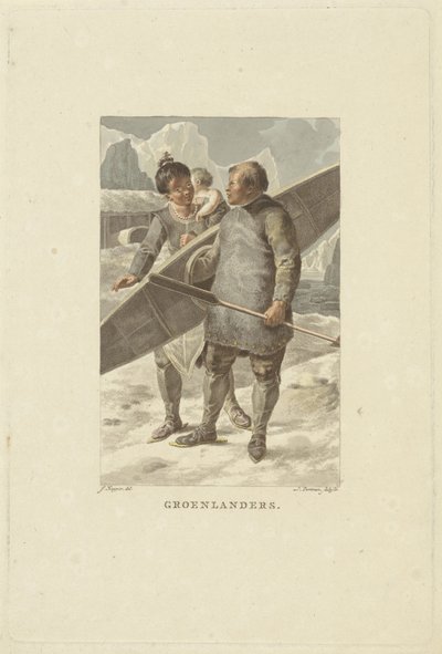 Innbyggere på Grønland Grønlendere (tittel på objekt) av Ludwig Gottlieb Portman