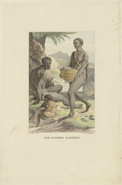 Folk i Tasmania Van Diemen Landers (tittel på objekt) av Ludwig Gottlieb Portman