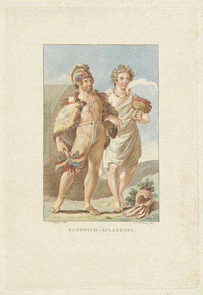 Innbyggere på Sandwichøyene (Hawaii) Sandwichøyene (tittel på objekt) av Ludwig Gottlieb Portman