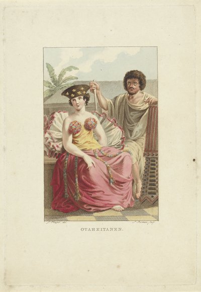Innbyggere på Otaheite Island (Tahiti) Otaheitanen (tittel på objekt) av Ludwig Gottlieb Portman