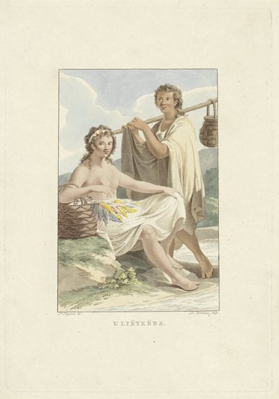 Innbyggere på øya Ulietea (Raiatea) Ulieteans (tittel på objekt) av Ludwig Gottlieb Portman