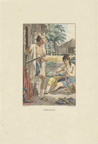 Par på hytten deres i feltet Creeks (tittel på objekt) av Ludwig Gottlieb Portman