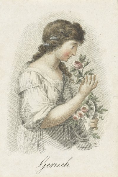 Smell Geuch (tittel på objekt) Fem sanser representert av kvinnelige figurer (serietittel) Die Funf Sinne (serietittel) av Ludwig Gottlieb Portman
