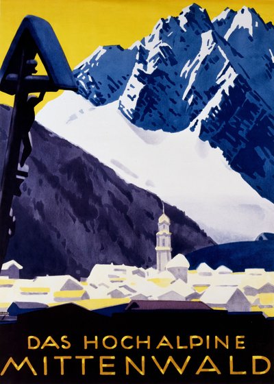 Den høyalpine Mittenwald, ca. 1930 av Ludwig Hohlwein