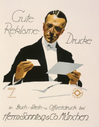 Gode ​​annonsetrykk hos Herm. Søndag og Co. München av Ludwig Hohlwein
