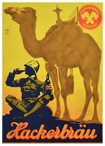 Plakatannonse for Hackerbrau Beer, ca. 1930 (litografi) av Ludwig Hohlwein