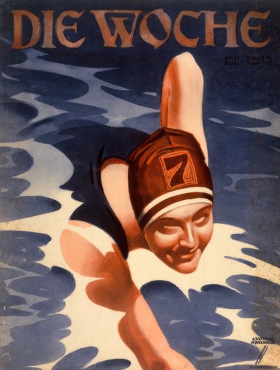 Kvinnelig svømmer av Ludwig Hohlwein