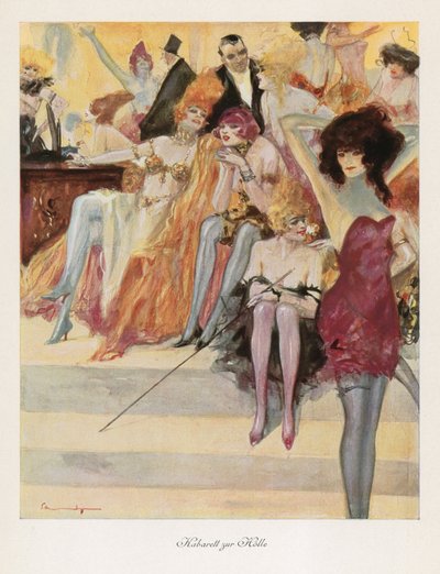 Cabaret in Hell (farge litho) av Ludwig Lutz Ehrenberger