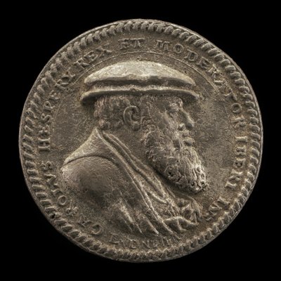 Charles V, 1500-1558, konge av Spania 1516-1556, hellige romerske keiser 1519 [forside], 1542. av Ludwig Neufahrer