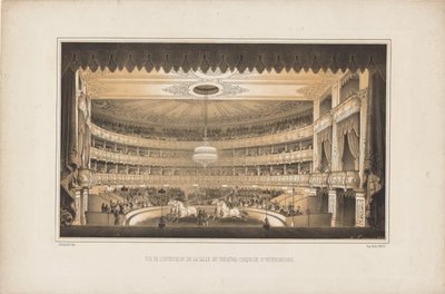 Interiør av Equestrian Circus Theatre i St. Petersburg, 1850. av Ludwig Premazzi