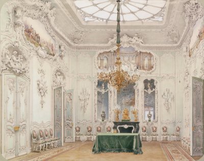 Interiør av Vinterpalasset. Den grønne spisestuen, 1852 av Ludwig Premazzi