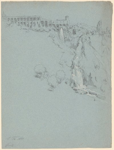 Fossen i Tivoli med Villa of Maecenas av Ludwig Thiersch