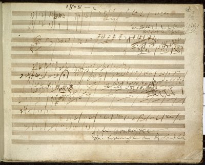 Legge til. 31766, f.2 Symfoni nr. 6 i F-dur, op. 68 også kjent som Pastoral Symphony (blekk på papir) av Ludwig van Beethoven