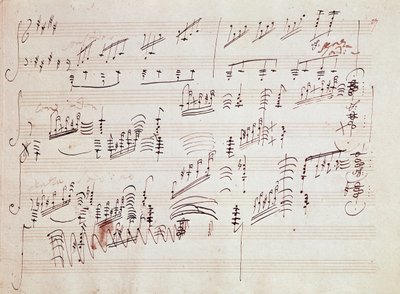 Noter til “” Sonata pour piano n* 14 en do diese minor” “” Sonata au clair de lune” av den tyske komponisten Ludwig van Beethoven (1770-1827) komponert i 1801. House, Natale de Beethoven, Bonn. Tyskland av Ludwig van Beethoven