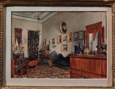 Michail Obreskovs arbeidsrom. Verk av Luigi Premazzi (1814-1891), akvarell på papir av Luigi Premazzi