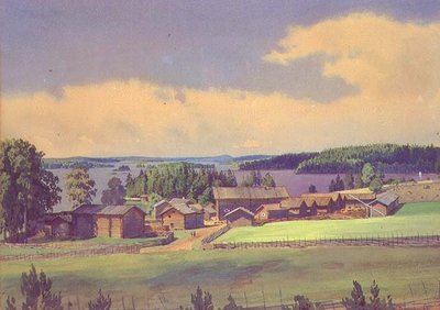 Nordlig landskap (akvarell på papir) av Luigi Premazzi