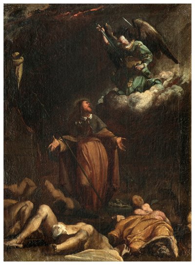 North Transept, Altar of San Rocco 1635, 45, Genovesino 1645, San Rocco får opphør av pesten, Malt nedre venstre del av Luigi Miradori