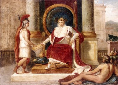 Napoleon leverer lovkodeksen til gudinnen Roma av Luigi Agricola