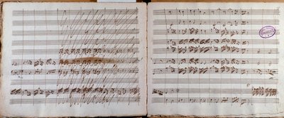 Dobbeltside, signert av forfatteren av partituret til konserten for cello og orkester i E flat av Luigi Boccherini av Luigi Boccherini