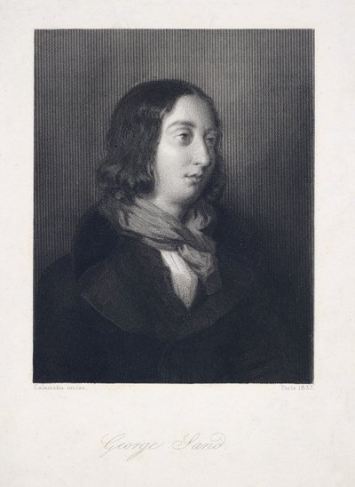 Portrett av George Sand, pub. 1837 (gravering) av Luigi Calamatta