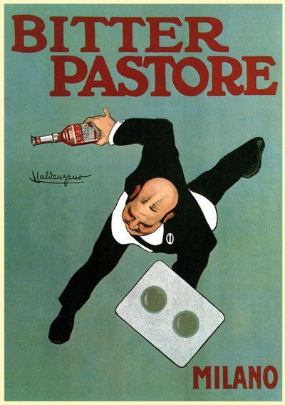 Reklame for aperitiffen «Bitter Pastore», ca. 1910 (plakat) av Luigi Caldanzano