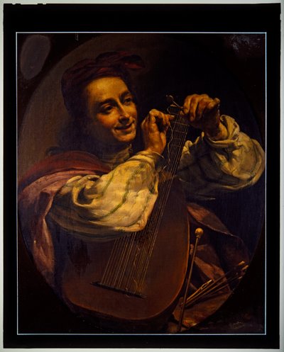 Mann med lutt, udatert (maleri) av Luigi Crespi