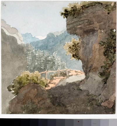 Utsikt over fjellstien (akvarell, ca 1820) av Luigi Garibbo